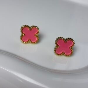 Aretes Trébol Rosa