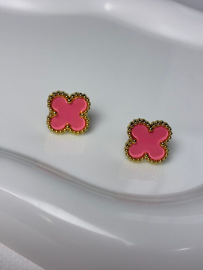 Aretes Trébol Rosa