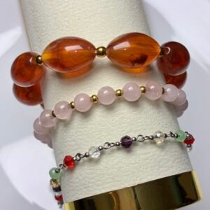 Pulsera Ámbar y Cuarzo