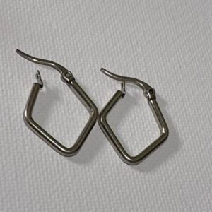 Aretes Aro Rectangular Plata