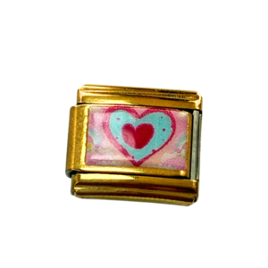 Charm corazón azul y rosa
