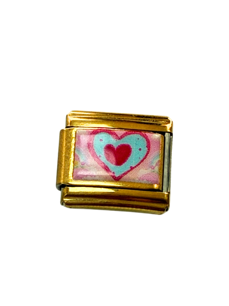 Charm corazón azul y rosa
